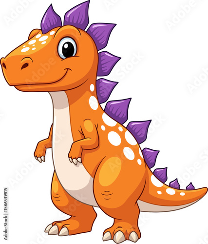 Cute Orange Dinosaur with Purple Spikes and White Spots