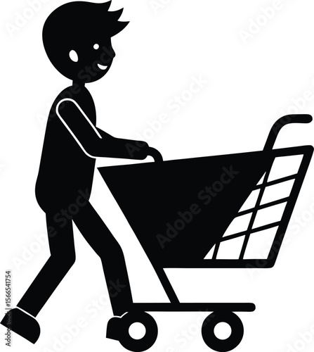 woman with a shopping cart vector illustration