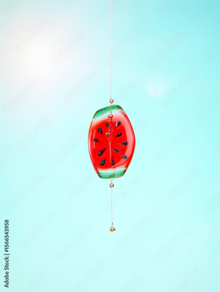 Obraz premium スイカ模様の風鈴