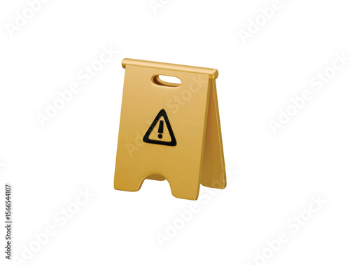 wet floor warning icon 3d illustration render