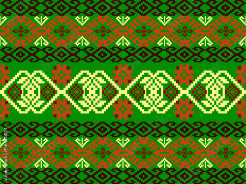 Pixel art ethnic, Pattern fabric pixel, design for background, clothing, decorative, drapery, cloth embroidery, geometric pixel art, handcraft, wallpaper, carpet, bag, card, cushions, Print, ethnic