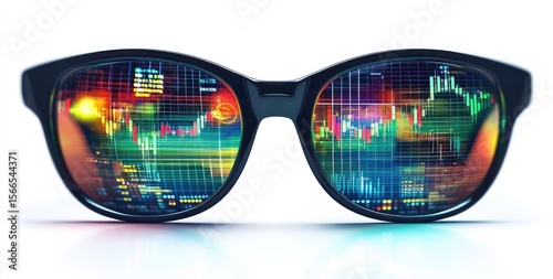 Stylish sunglasses reflected in a city puddle