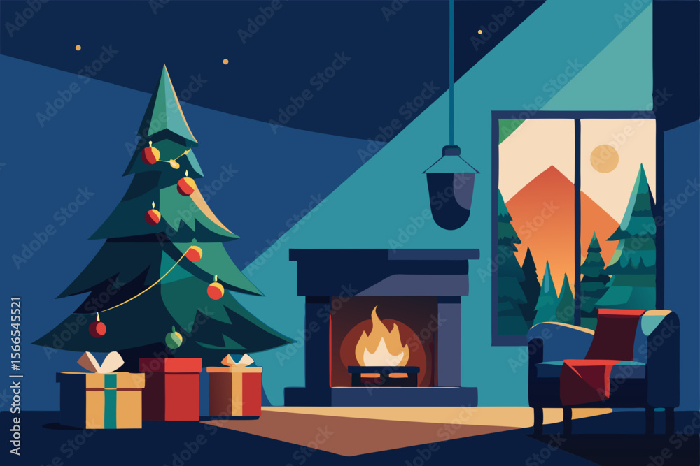 Obraz premium christmas tree with presents