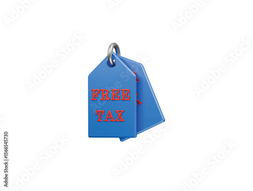 free tax label icon 3d illustration render
