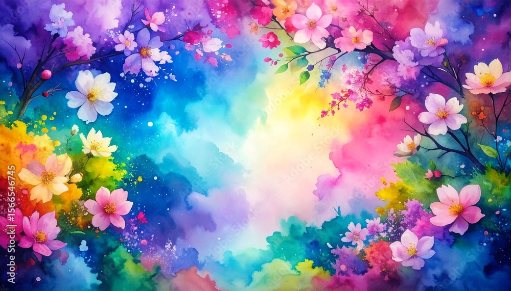 Fototapeta premium beautiful border frame of cherry blossom in springtime with space for text, graphic resource 