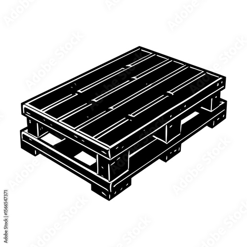 Simple black and white illustration of a wooden shipping pallet viewed from a slightly elevated angle on a white background