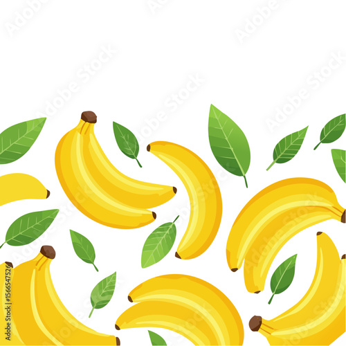 Bright Bananas and Green Leaves SVG Image for Tropical Fruit Lovers