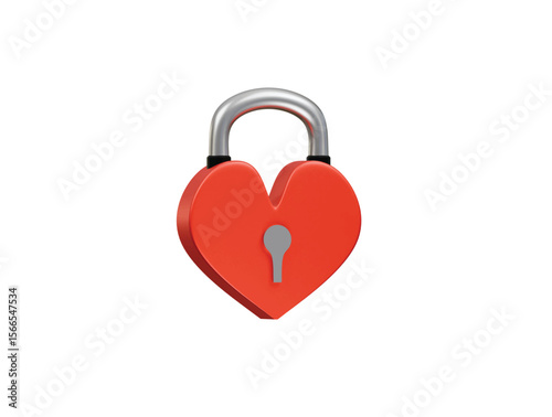 heart padlock icon 3d illustration render
