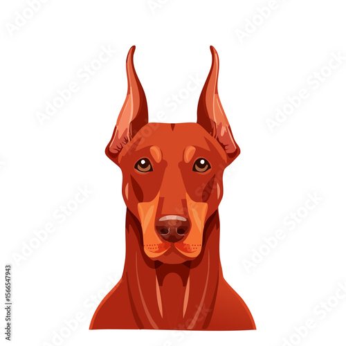 Doberman Pinscher Portrait - Detailed Vector Illustration for Pet Lovers and Dog Enthusiasts