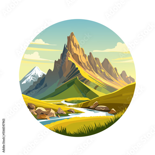 Majestic Mountain Landscape with a Winding River