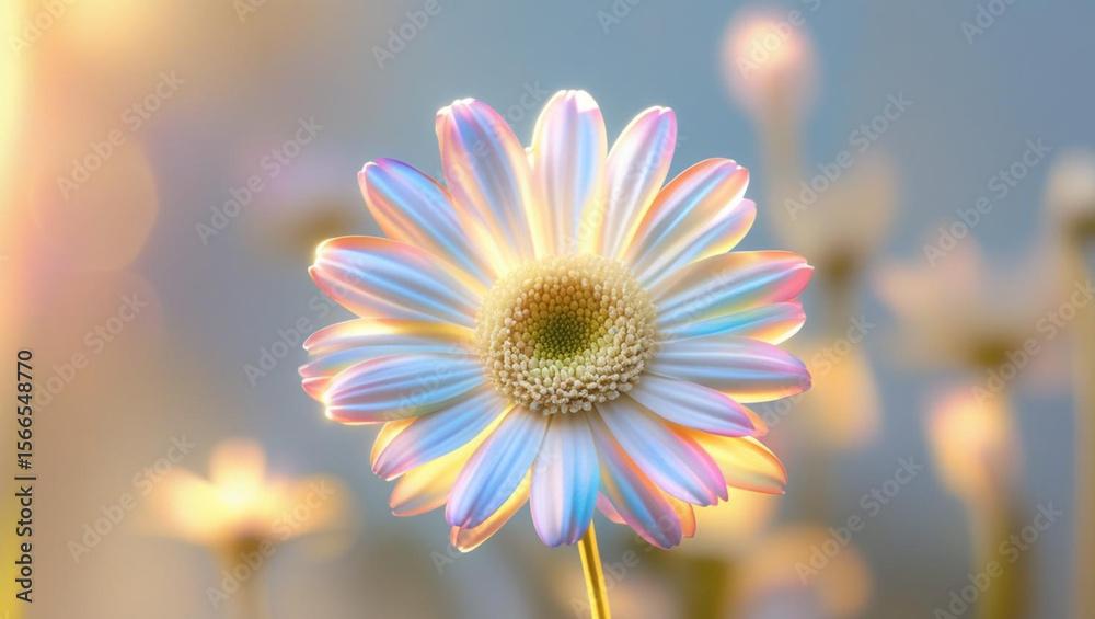 Obraz premium White Flower in Gentle Sunlight with Subtle Rainbow Light Leak