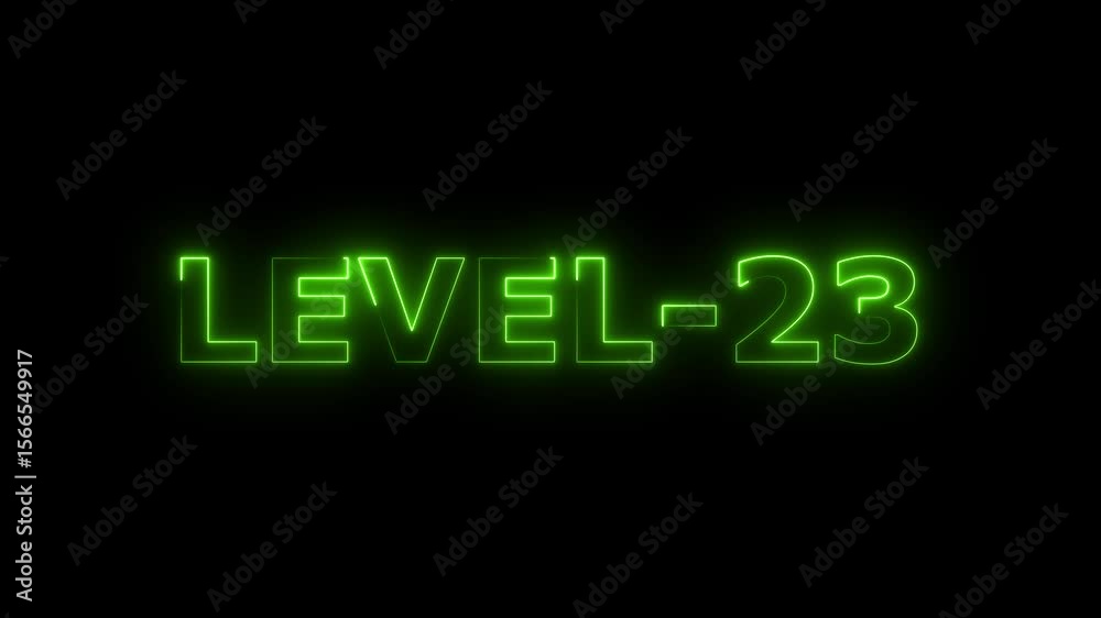 a glowing neon LEVEL Twenty-three 23 text animation video on black background a glowing neon LEVEL Twenty-three 23 text animation video on black background