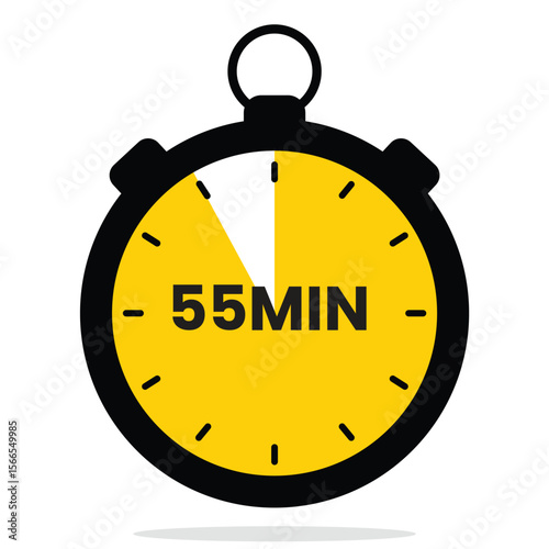 55 Minutes Timer Icon – Flat Vector Stopwatch