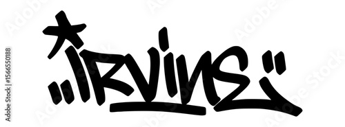 Irvine graffiti tag in bold black lettering on transparent background. Clean modern look with smart edge perfect for contemporary visuals and urban flair