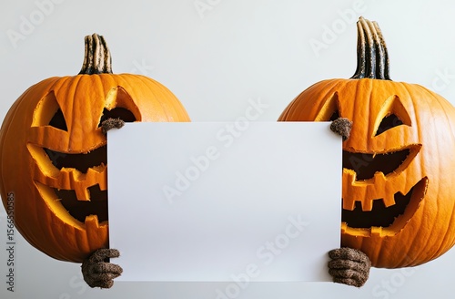 Spooky halloween white pumpkin jackolantern glowing creepy festive autumn on transparent background