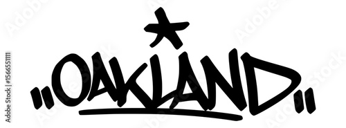 Oakland graffiti tag in bold black lettering on transparent background. Bold and raw urban expression with strong west coast street influence
