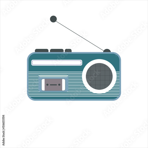 Retro portable radio vector illustration in flat style isolated on white