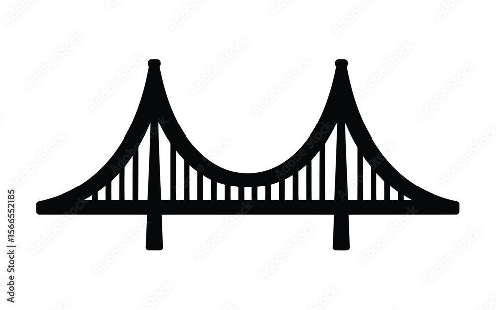 Obraz premium A minimalist black and white icon illustration of a suspension bridge