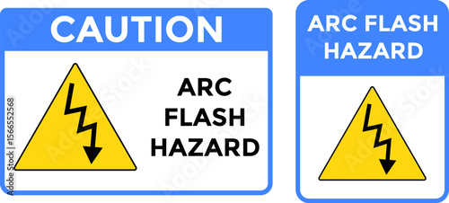 Caution Arc Flash Hazard sign. protection required.  Warning Sign. energized can cause severe injury. working on this energized equipment
