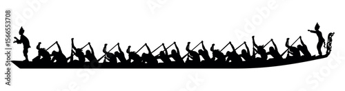 Aura of a Farmer’s Child Silhouette Leading a Fierce Pacu Jalur Race - Traditional Indonesian Dragon Boat Sport Full of Spirit, Strength, and Heritage