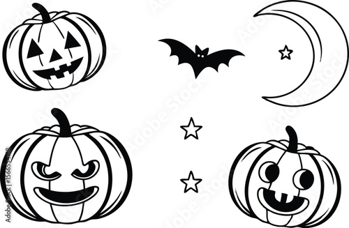 Halloween Pumpkin with Bats Illustration for Spooky Designs. High Quality Halloween Pumpkin with Bats for Seasonal Projects. Scary Halloween Pumpkin with Bats Artwork for Digital and Print