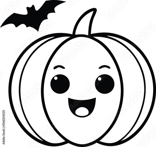 Halloween Pumpkin with Bats Illustration for Spooky Designs. High Quality Halloween Pumpkin with Bats for Seasonal Projects. Scary Halloween Pumpkin with Bats Artwork for Digital and Print