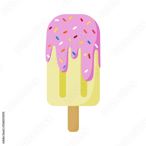 Cute Hand Drawn Strawberry Banana Popsicle