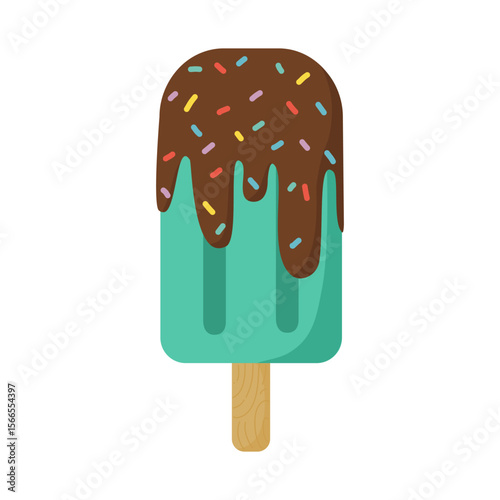 Cute Hand Drawn Chocolate Mint Popsicle