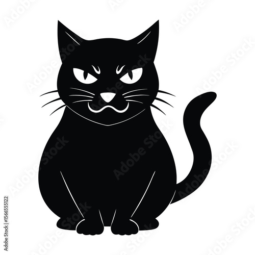 a cat mouth anger face silhouette on white background.
