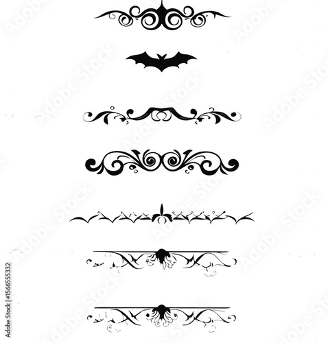 Halloween design elements set of black silhouettes of bats crosses and crosses on a whit