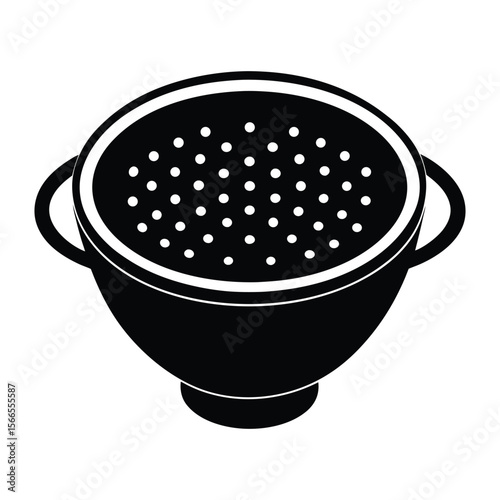 bold digital stainless steel strainer with mesh silhouette.