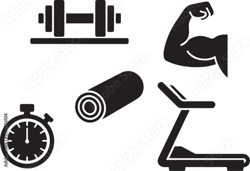 Muscle Training & Dumbbell Icon Bundle

