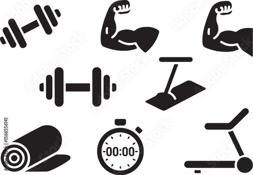 Muscle Training & Dumbbell Icon Bundle

