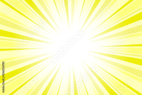 Sunburst Background. Summer Backdrop. Radius Cartoon Pattern Abstract Background. Xanthic Yellow Rays Vector Illustration.