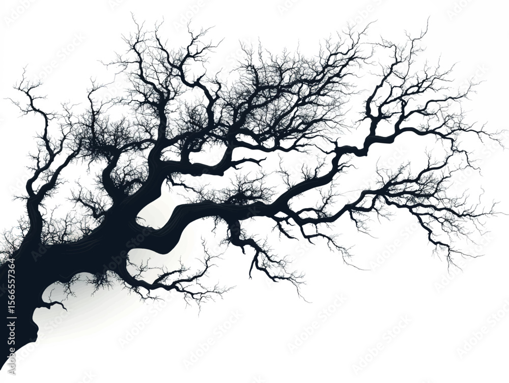 Fototapeta premium Elegant black silhouette of intricate tree branches in vector format