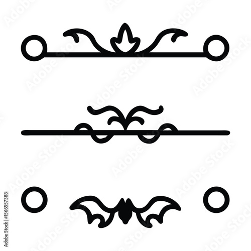 Halloween design elements set of black silhouettes of bats crosses and crosses on a whit