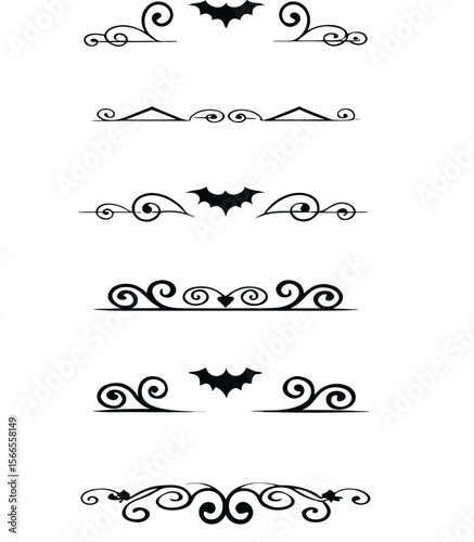 Halloween design elements set of black silhouettes of bats crosses and crosses on a whit