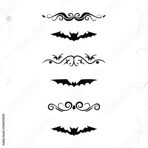 Halloween design elements set of black silhouettes of bats crosses and crosses on a whit