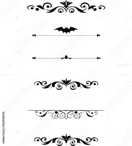 Halloween design elements set of black silhouettes of bats crosses and crosses on a whit