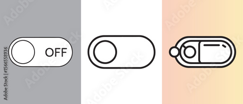 Off Switch Toggles Depicted in a Row, Simple and Clean Design for User Interface Elements, Grey White and Yellow