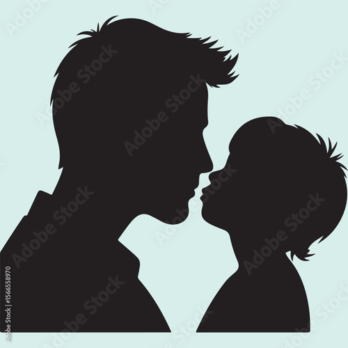 Silhouette icon of a parent kissing baby bonding moment