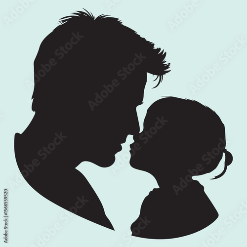 Silhouette icon of a dad showing affection to his child