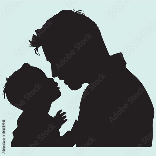 Silhouette icon of a father expressing love to his child