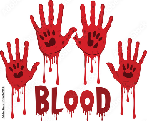 Blood splashes set drops of red liquid design element for