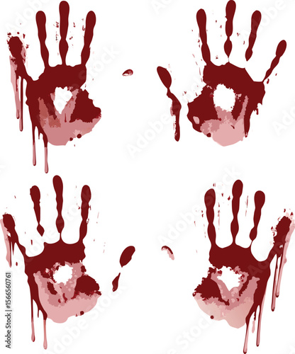Blood splashes set drops of red liquid design element for
