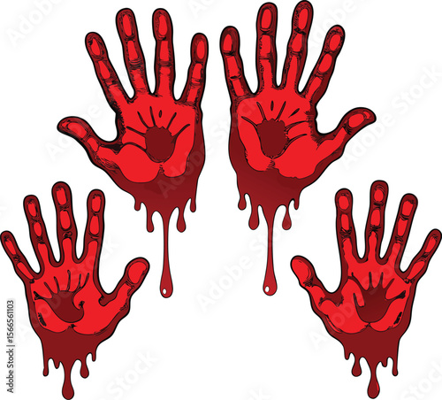 Blood splashes set drops of red liquid design element for