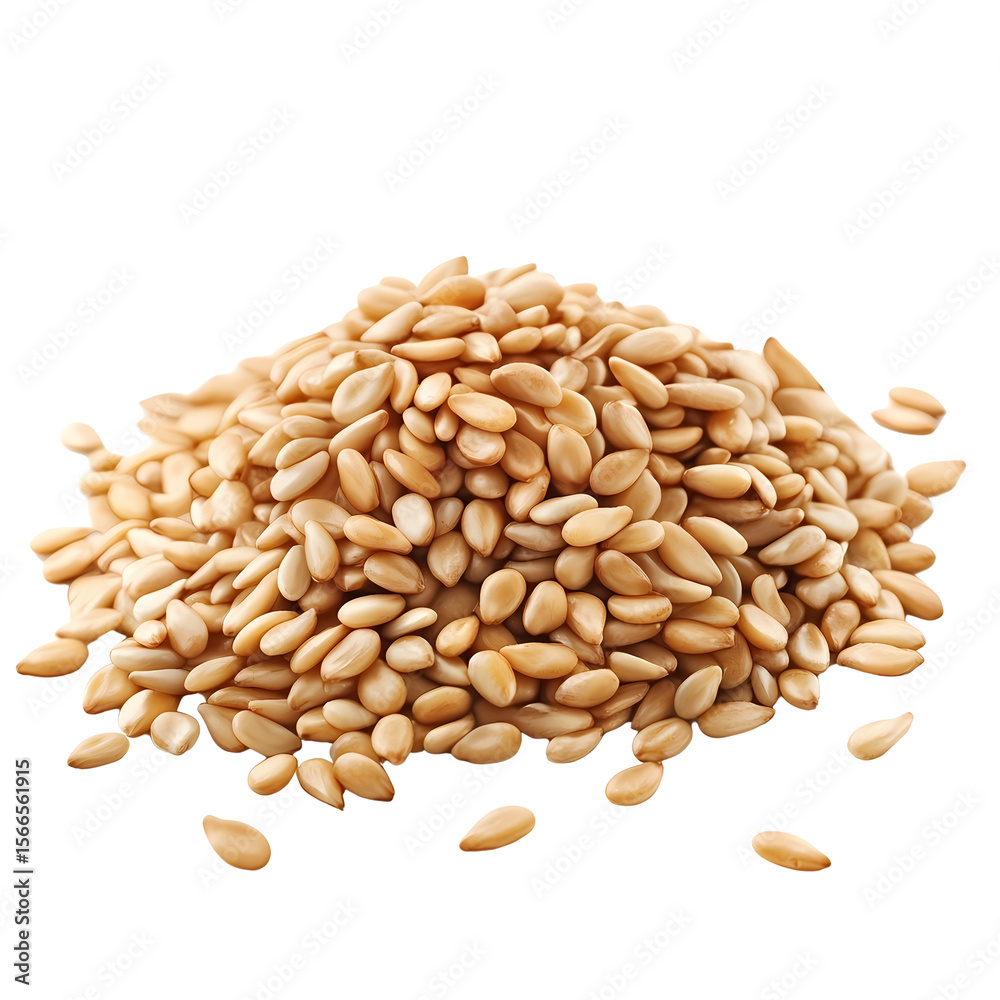 A close-up of a mound of golden sesame seeds, showcasing their unique texture and color, ideal for healthy recipes. A close-up of a mound of golden sesame seeds, showcasing their unique texture and color, ideal for healthy recipes.