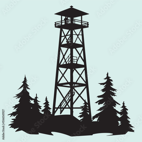 Silhouette icon of a Forest Fire Watch Tower