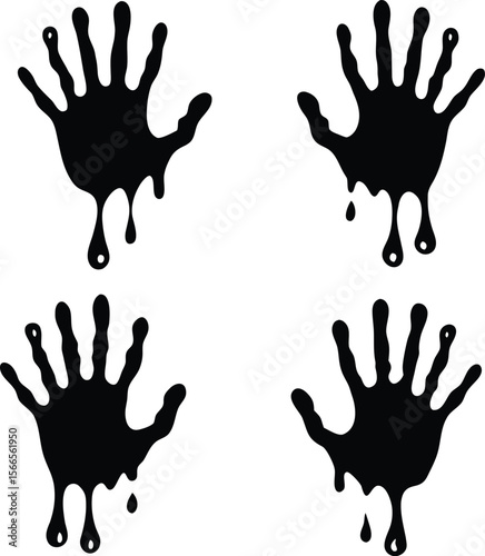 Blood splashes set drops of red liquid design element for