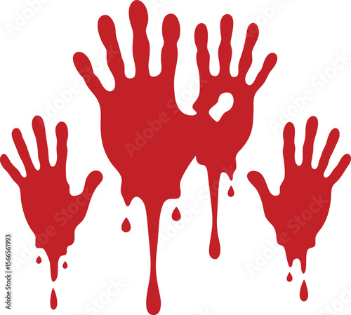 Blood splashes set drops of red liquid design element for